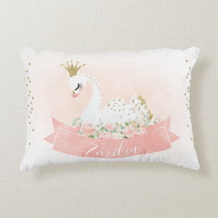 Cojín Decorativo Dulce cisne floral rosa Princesa Nursery 