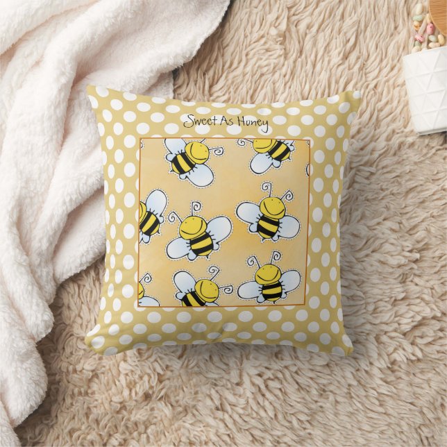 Cojín Decorativo Dulce como Abeja Abeja Polka Blanco Dot Gold (Manta)
