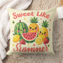 Cojín Decorativo Dulce Como Amigos de Frutas Lindas de Verano