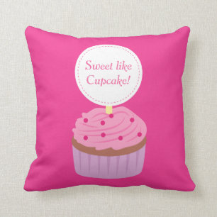 Cojín Decorativo Dulce como Cupcake, Rosa, Para Niñas