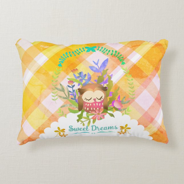 Cojín Decorativo Dulce crema de búho (Anverso)