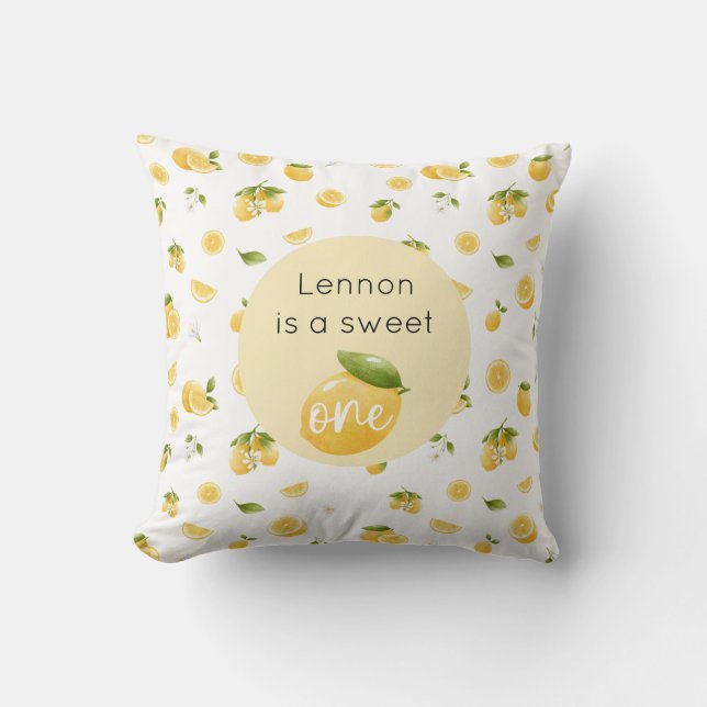 Cojín Decorativo Dulce de limón Un primer cumpleaños (Anverso)
