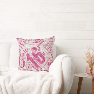 Cojín Decorativo Dulce Dieciséis Sparkle Word Cloud Pink ID265