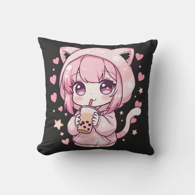 Cojín Decorativo Dulce estado de ánimo Chibi (Anverso)