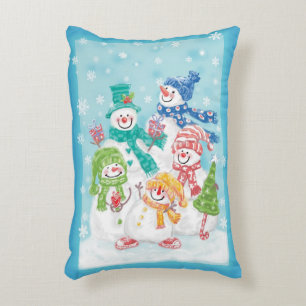 Cojín Decorativo Dulce familia de muñeco de nieve de Navidad en la 