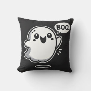 Cojín Decorativo Dulce Fantasma de Dibujos Animados Diciendo Boo