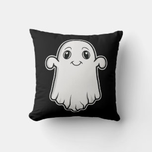 Cojín Decorativo Dulce Fantasma de Dibujos Animados Sonriendo Hallo