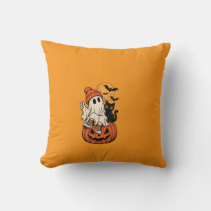 Cojín Decorativo Dulce Fantasma de Halloween Retro Calabaza Nuestra