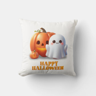 Cojín Decorativo Dulce Fantasma y Calabaza Feliz Halloween