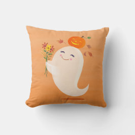 Cojín Decorativo Dulce Fantasma y Flores de Halloween
