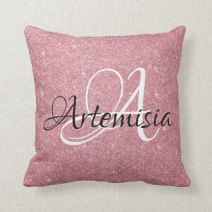 Cojín Decorativo Dulce femenino de la chispa blanca color de rosa