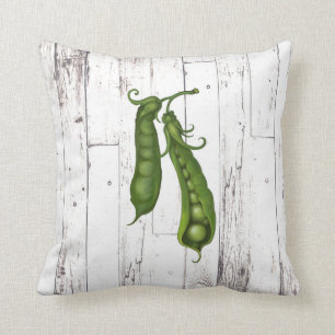 Cojín Decorativo Dulce Green Peas Pea White Wood Rustic Farmhouse