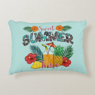 Cojín Decorativo Dulce hora de verano   Frutas tropicales y florale