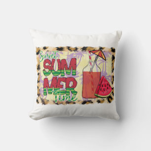 Cojín Decorativo Dulce hora de verano   sandía, playa y leopardo