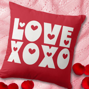 Cojín Decorativo Dulce Moderno y Audaz Rojo Día de San Valentín Amo