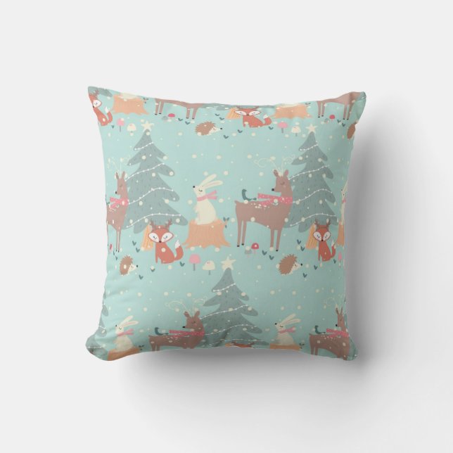 Cojín Decorativo Dulce Navidades de Woodland Rústico Farmhouse Blue (Anverso)