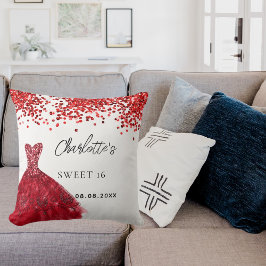 Cojín Decorativo Dulce nombre blanco de vestido rojo 16