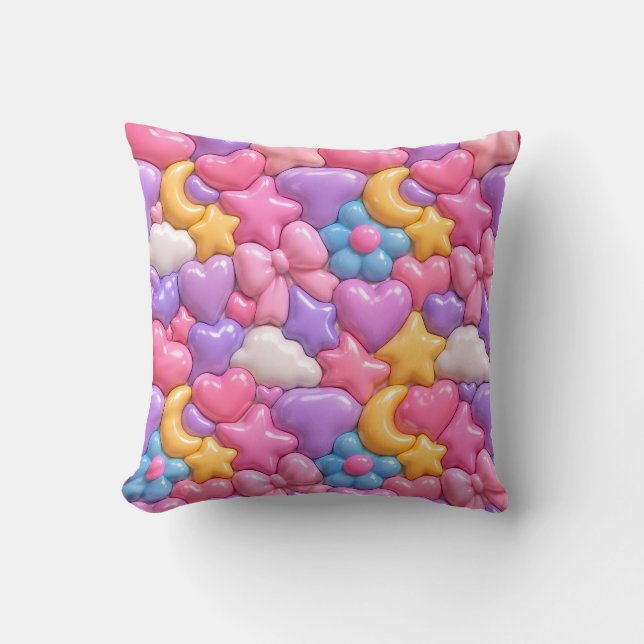 Cojín Decorativo Dulce patrón completo de caramelos 3D (Anverso)
