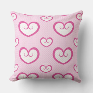 Cojín Decorativo Dulce Patrón de Corazón Rosa y Blanco