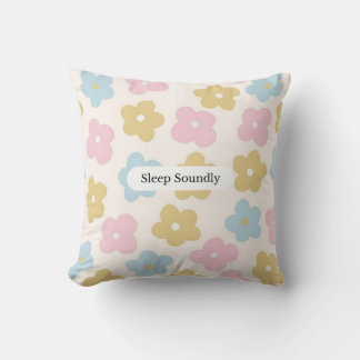 Cojín Decorativo Dulce Patrón Floral de Flores Pastel Duerme Profun