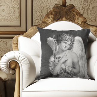 Cojín Decorativo Dulce Romántico Cupido Antiguo Litograma Píldora T
