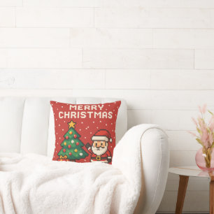 Cojín Decorativo Dulce Santa Claus de arte pixelado