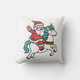 Cojín Decorativo Dulce Santa montando un Unicornio – Adorable