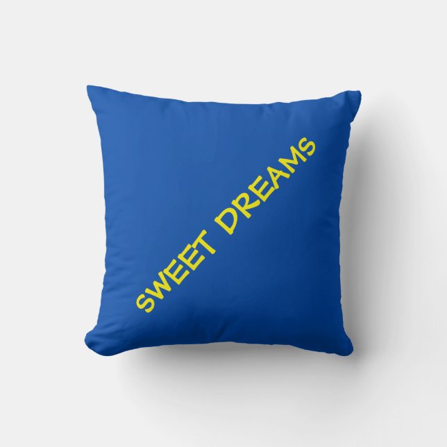 Cojín Decorativo Dulce sueños Cobalt Personalizable amarillo azul (Anverso)