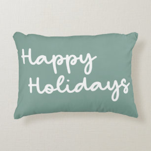 Cojín Decorativo Dulce Verde Salvia Felices Fiestas Letra Caprichos