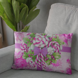 Cojín Decorativo Dulce y acogedor Navidades de cabaña rosa y morado