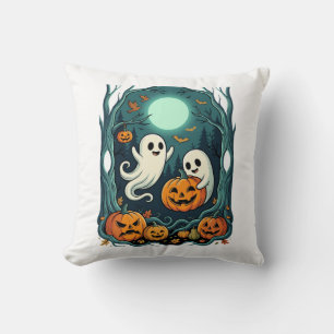 Cojín Decorativo Dulces fantasmas de Halloween y bosque de Jack O L