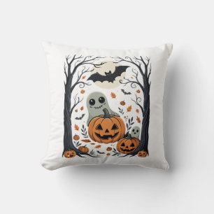 Cojín Decorativo Dulces fantasmas de Halloween y bosque de Jack O L
