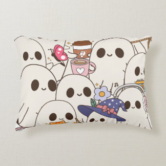 Cojín Decorativo Dulces Fantasmas Espeluznantes Café & Gato Otoño