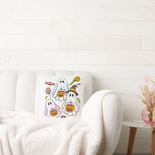 Cojín Decorativo Dulces Fantasmas Espeluznantes de Halloween y Truc