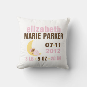 Cojín Decorativo Dulces sueños Bear Bear Anuncio de Nacimiento {ros