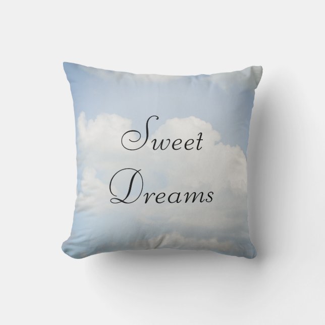 Cojín Decorativo Dulces sueños cielo azul, nubes blancas (Anverso)