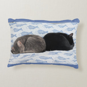 Cojín Decorativo Dulces Sueños Felinos Entre Peces Azules
