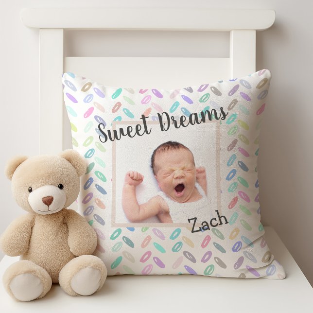 Cojín Decorativo Dulces sueños Foto Keepsake y nombre del bebé (Subido por el creador)