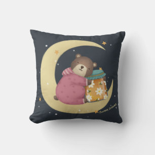 Cojín Decorativo Dulces sueños: Ilustracion de oso y miel