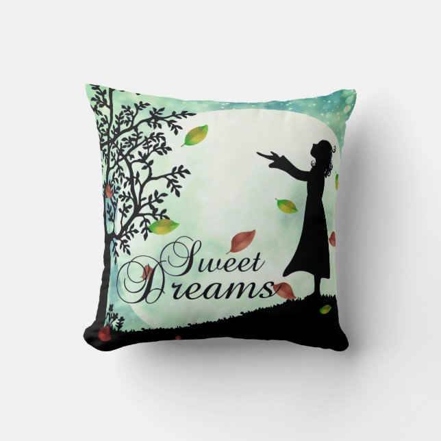 Cojín Decorativo Dulces sueños Luna y árboles (Anverso)