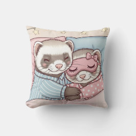 Cojín Decorativo Dulces Sueños Pareja de Hurones Pijamas Lindas 