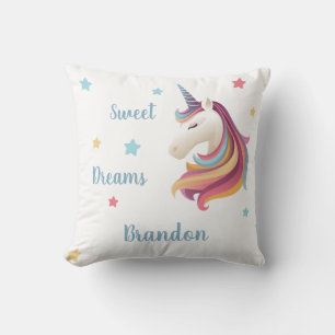 Cojín Decorativo Dulces sueños unicornio personalizar (tu nombre)