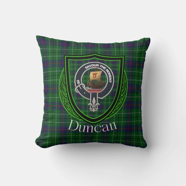Cojín Decorativo Duncan Scottish Clan Tartan and Crest (Anverso)