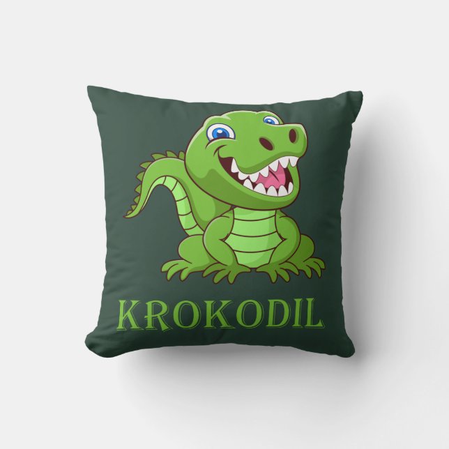 Cojín Decorativo dunkelgrünes Krokodil (Anverso)