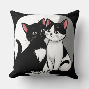 Cojín Decorativo 🐱 Dúo de Gatos Adorables Estilo Hogar Acogedor Am