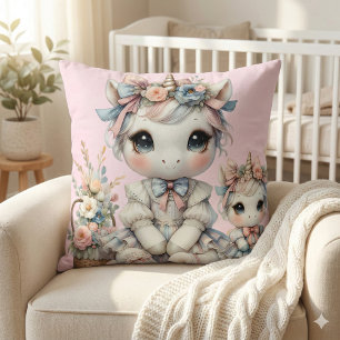 Cojín Decorativo Duo de Madre e Hija Pastel Kawaii Unicornio Rosa