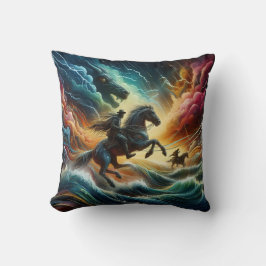 Cojín Decorativo Dúo dinámico: Aventura tormentosa a caballo