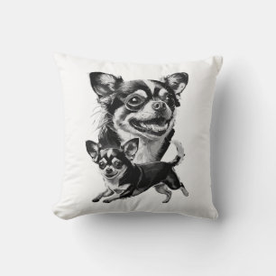 Cojín Decorativo Dúo encantador de Chihuahua mascota negra y blanca