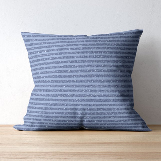 Cojín Decorativo Dusky Indigo Glitter Style Horizontal Stripes (Subido por el creador)