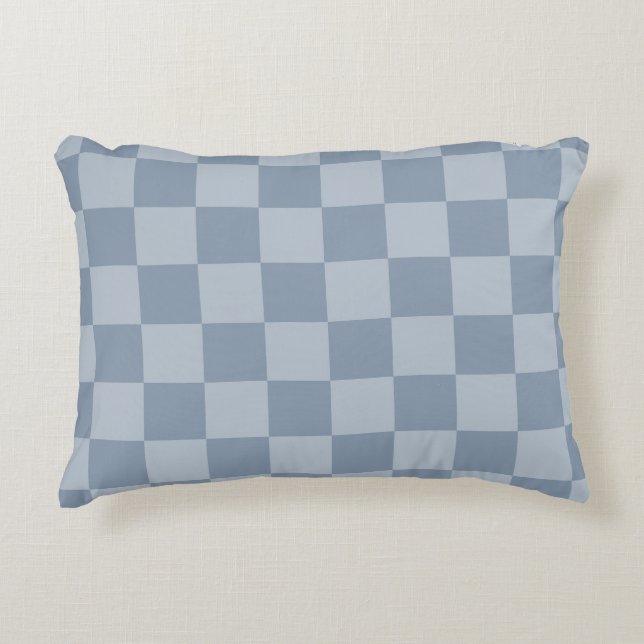 Cojín Decorativo Dusty Blue Checkerboard (Anverso)